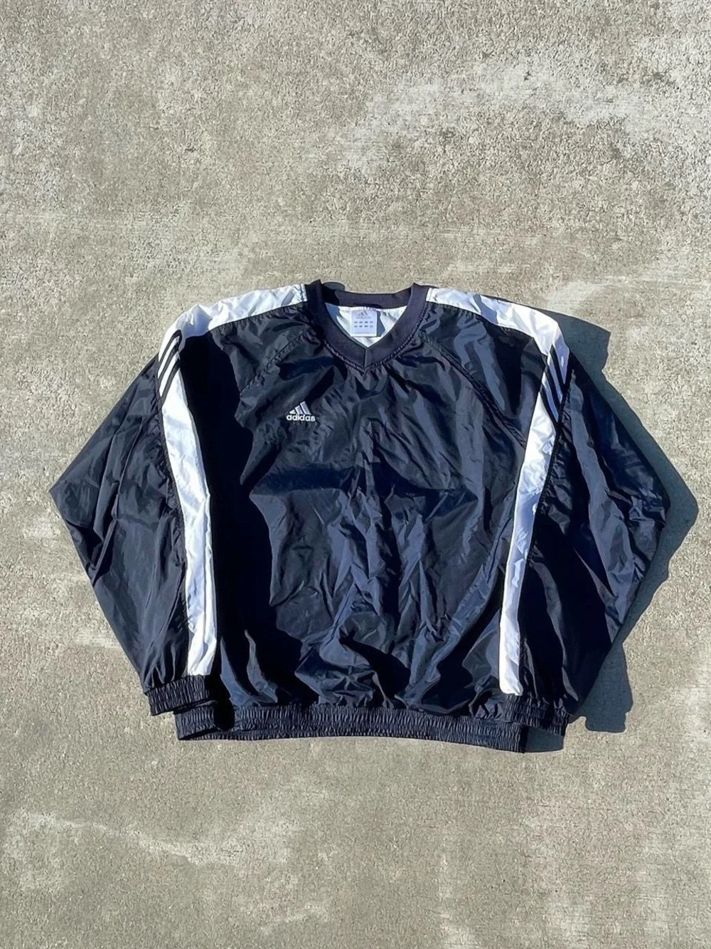 adidas Navy and White Retro Pullover Jacket